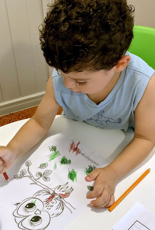 Colouring in a picture.