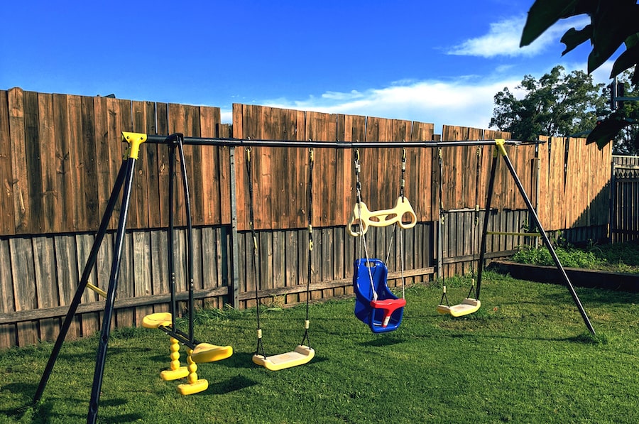 Our swingset in the garden.