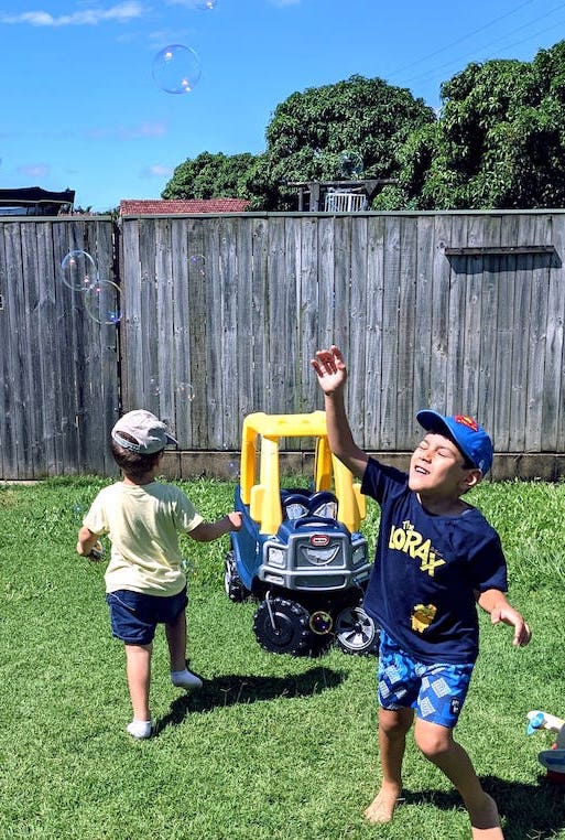 Catching bubbles.